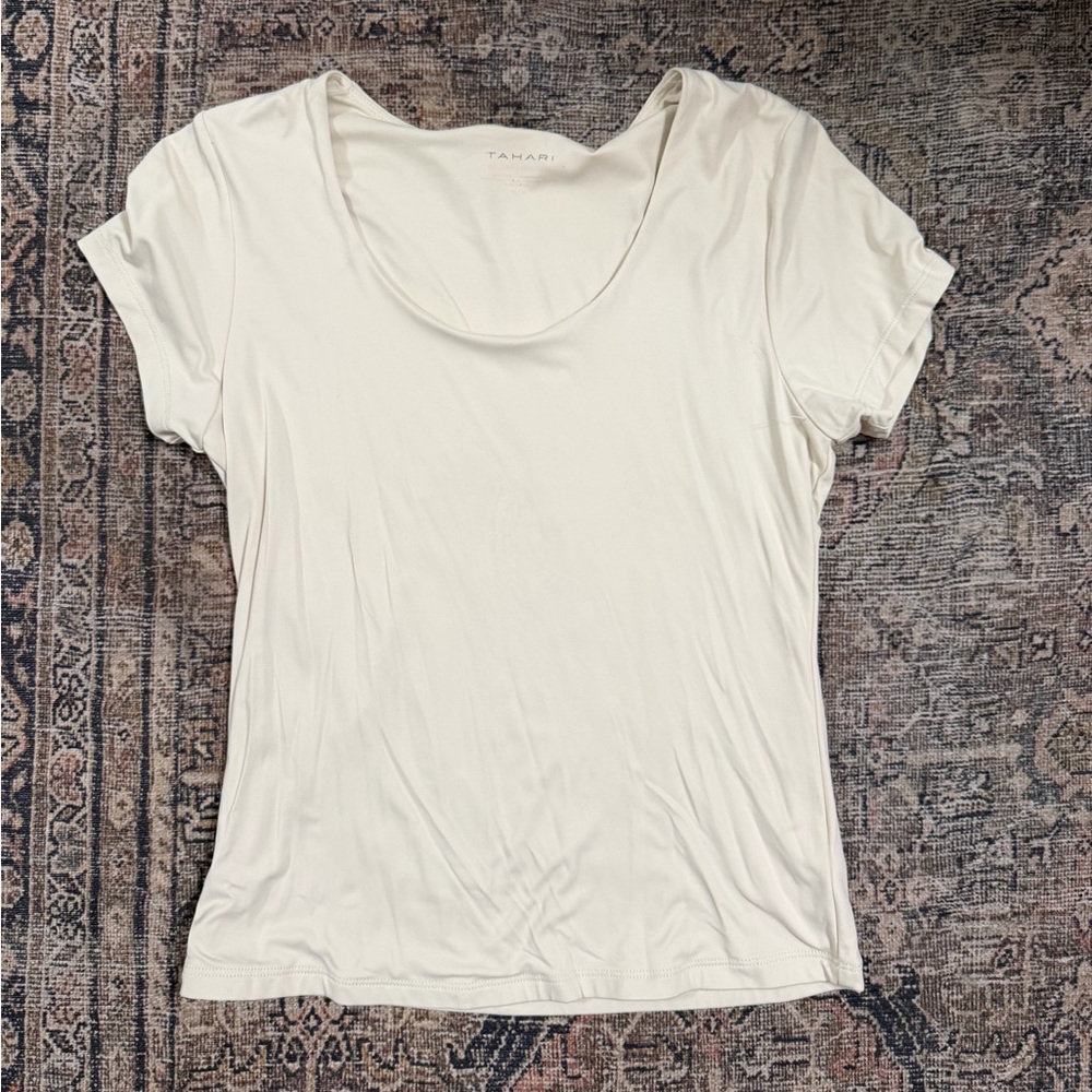 Tahari Cream Short Sleeve Tee